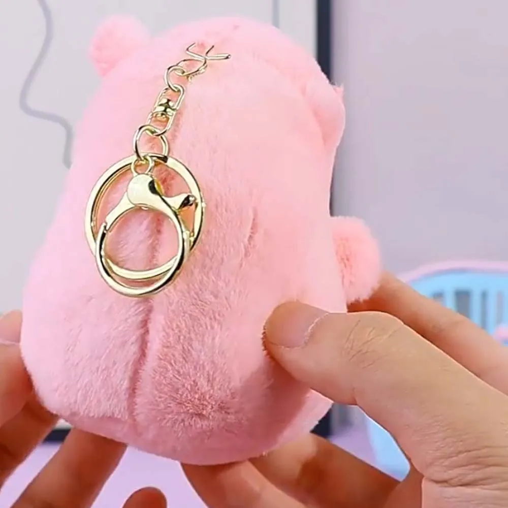 2pcs/set Funny Soft Pink Capybara Key Ring Funny Feeding Bottle Plush Capybara Pendant Fur Brown Cartoon Animal Keychain Couple