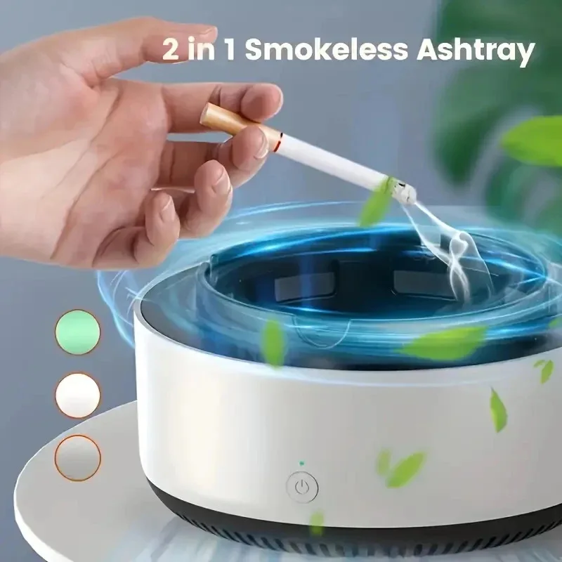 

2-in-1 Intelligent Smoke-free Ashtray, Instantly Eliminates The Smell Of Second-hand Smoke, Does Not Include Batteries, Suitable