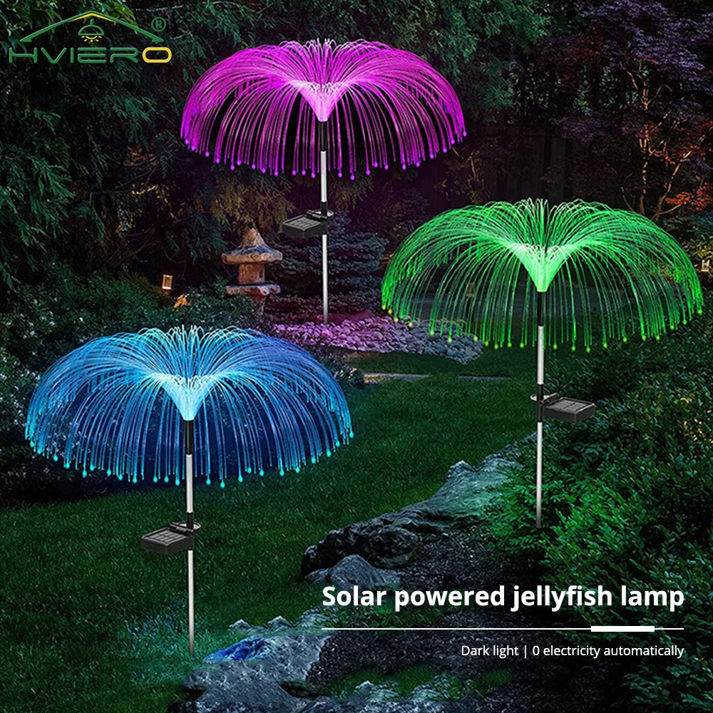 Solar Shadow Fiber Optic Jellyfish Lights LED Optical Outdoor Waterproof Decorative Garden Villa Courtyard Lawn Landscape Lamp