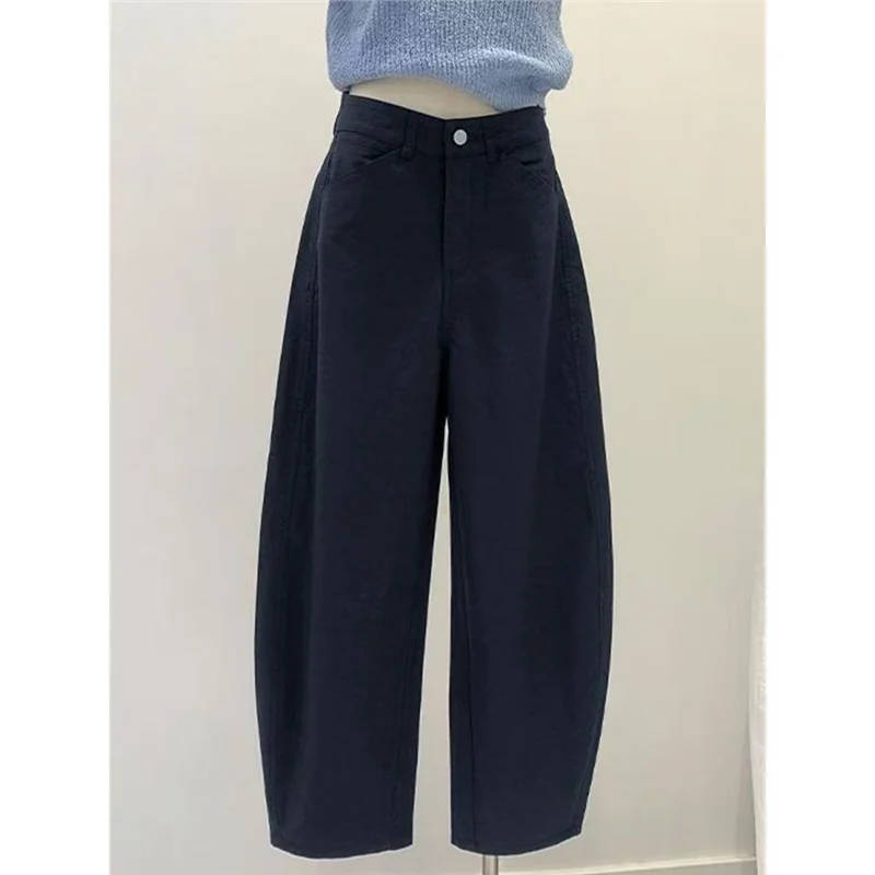 플러스 사이즈 루즈 와이드 레그 팬츠 여성 캐주얼 슬리밍 봄 여름 신상 다용도 부츠컷 청바지 통통한 여성용