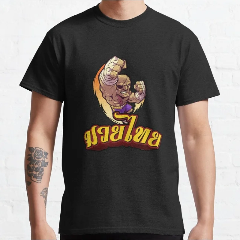 

Sagat Muay Thai 80s Combat Street fighter Gift t shirt Retro Arcade game Graphic Tee Y2K Clothes Large size Tops