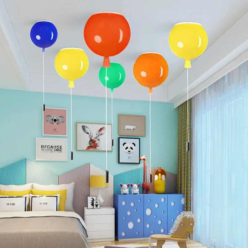 Nordic room ceiling lamp, simple kindergarten paradise boys and girls bedroom colorful balloon lamp