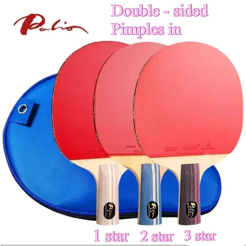 Palio Table Tennis Rackets 1-Star/2-Star/3-star/Overbearing 5+2 Carbon Pingpong Racket with Pimples in Rubbers for Beginner
