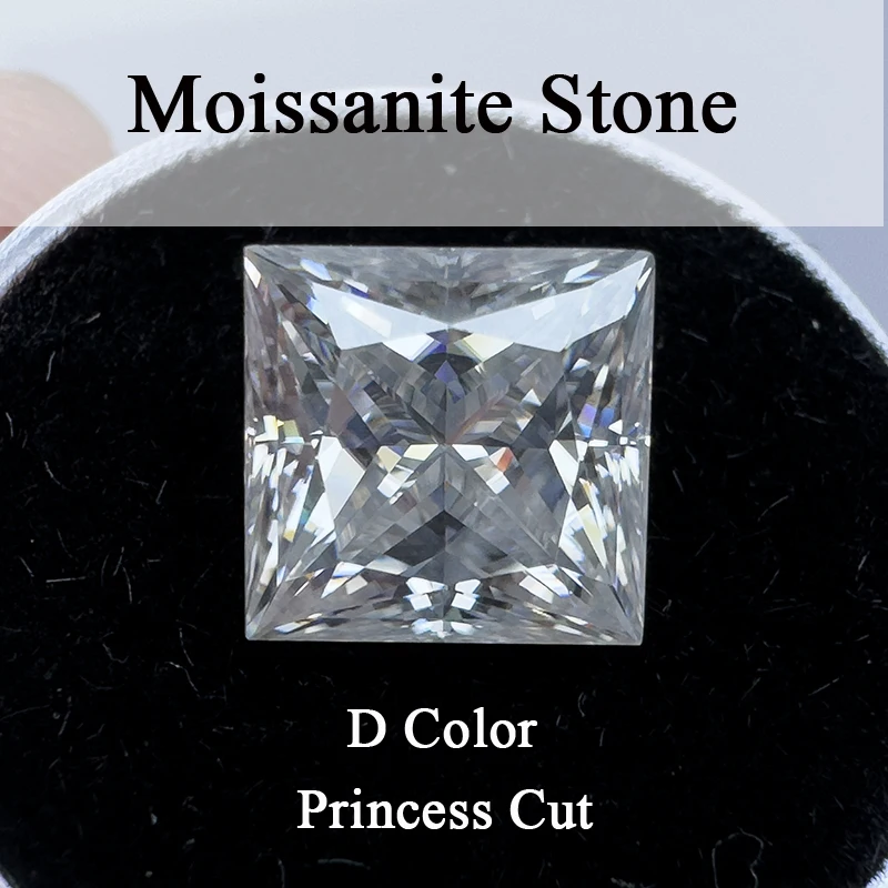 Moissanite Stones D Color Princess Cut Pass Diamond Tester Gemstone Charms Jewelry Making Materials with GRA Certificate