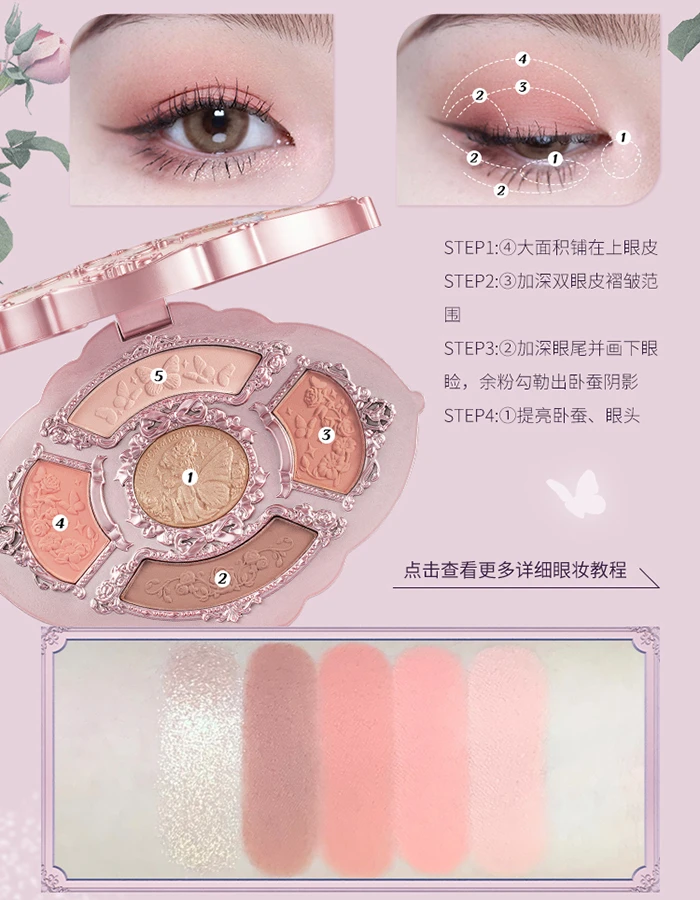 Flower Knows Midsummer Night Series 5 Color Relief Eyeshadow Matte Shimmer  Easy to Wear Eyes Makeup Plate