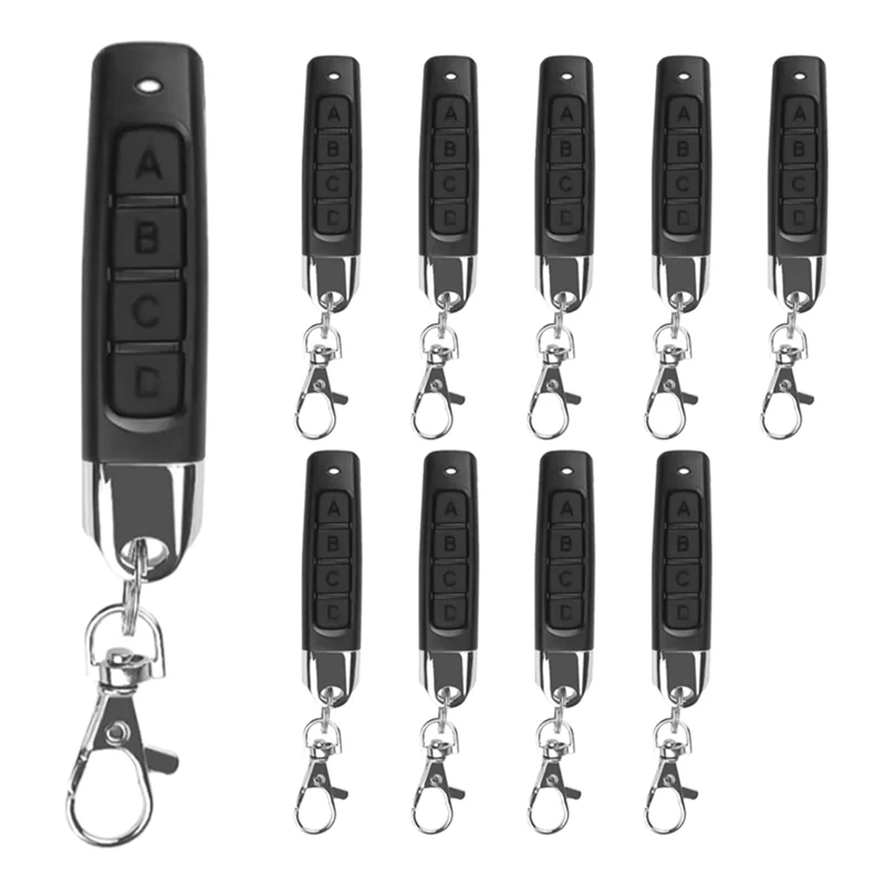 AY14 -10PCS 433Mhz Remote Control Duplicator 4-Button Car Key Garage Door Opener Clone Code With Keychain For Home