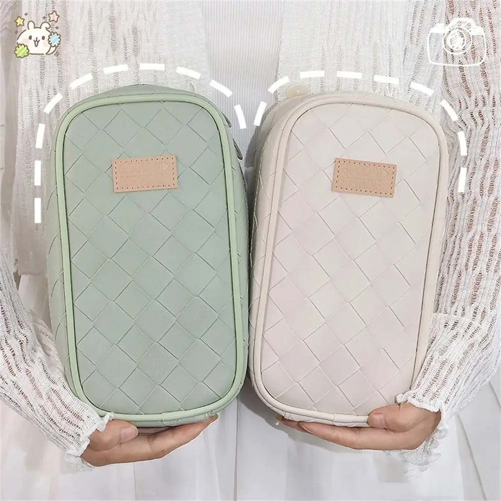 Large Capacity Pencil Bag Waterproof Vertical Opening Stationery Storage Bag Multi-layer PU Material Pencil Case Student Use