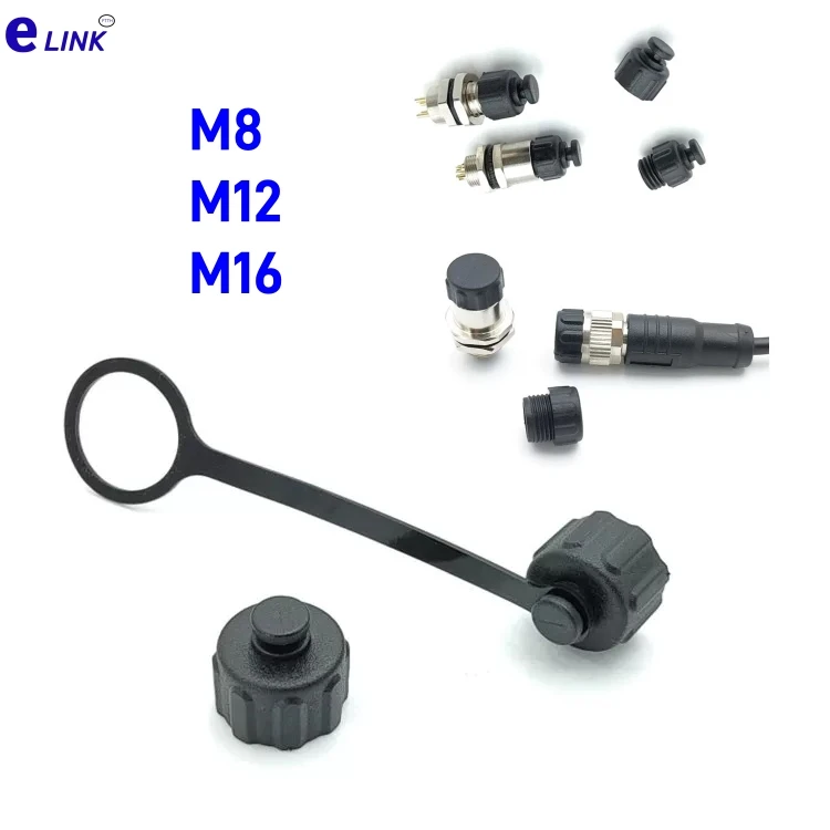 M12 aviation plug dust cap 100pcs M8 M16 male female dust cover sealing cover plug long tail