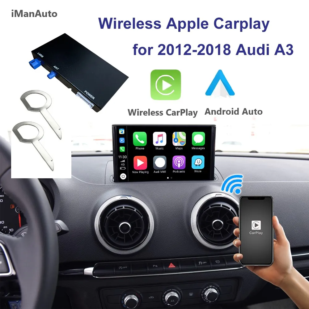 

iManAuto Wireless CarPlay Module Android Auto for Audi A3 S3 8V B9 MIB 2013-2018 Reverse Camera Car Play Functions