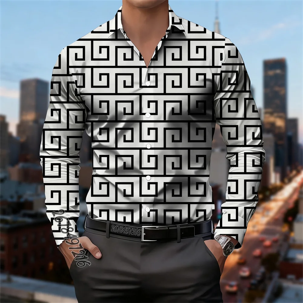 20 stili di camicie a maniche lunghe con stampa greca fresca da uomo: eleganti, retrò, lussuose, di alta qualità, senza pieghe, con risvolto