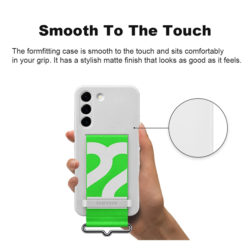 Original For Samsung Galaxy S22 S22+ S22Plus Silicone Case Wrist Strap Holder Shockproof wristband anti-fallmobile phone cover