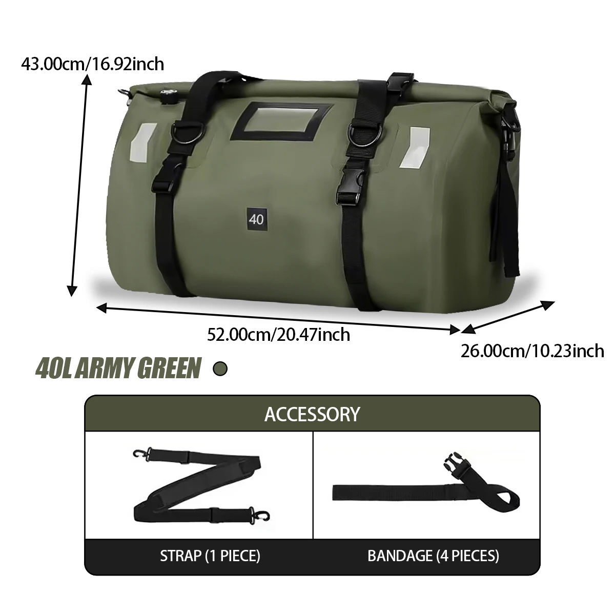 SOYAVISION Motorrad Wasserdichte Hecktasche Reise Outdoor Trockenen Gepäck Roll Pack Tasche 20/66/100L Motorrad Gepäck Rucksack Motorrad sitztasche 6