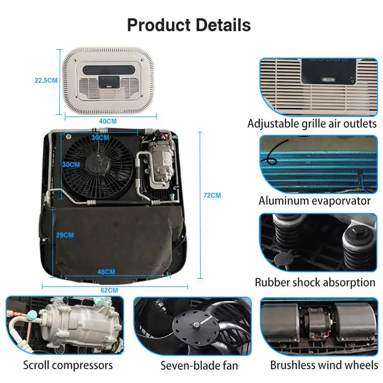الكل في واحد بطارية السيارة الكهربائية التلقائية 12 فولت 24 فولت الشاحنات مكيف الهواء لشاحنة RV سيارة #3