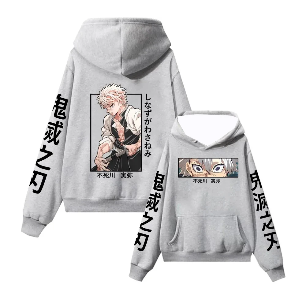 Autunno Inverno Nuovo Anime Felpa con cappuccio Shinazugawa Sanemi Stampa con cappuccio Oversize in pile Abbigliamento Casual Allentato Harajuku Felpa unisex