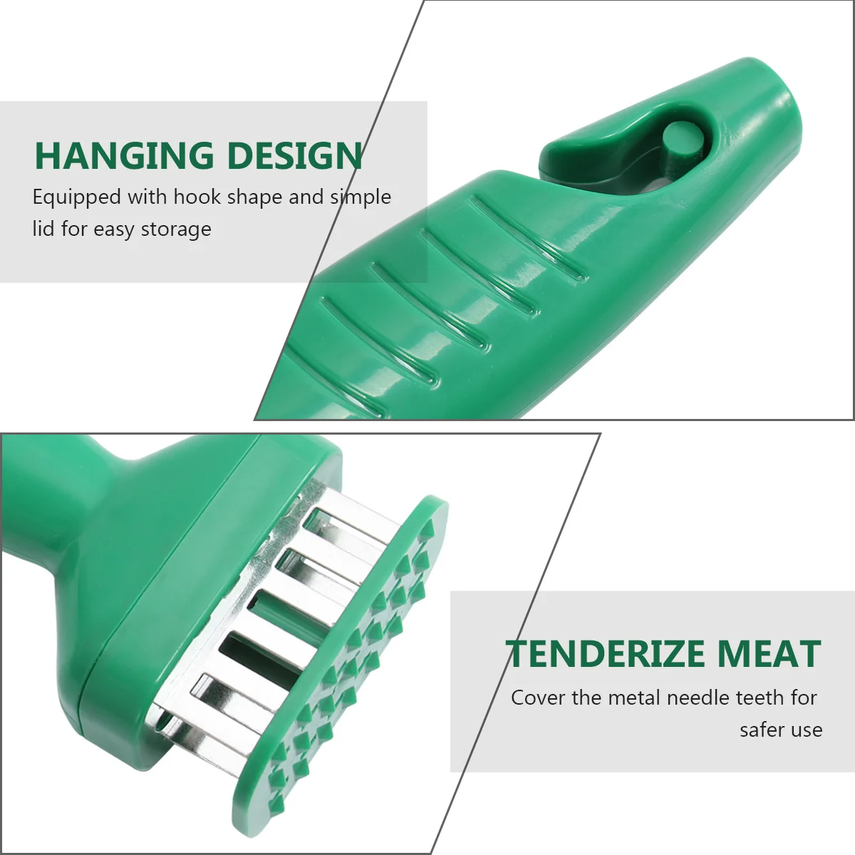 

Steak Meat Loosening Machine Green Portable Plastic Handle Tenderizer Needle Loose Needle Cover Pork Chop Steak Maker for Home