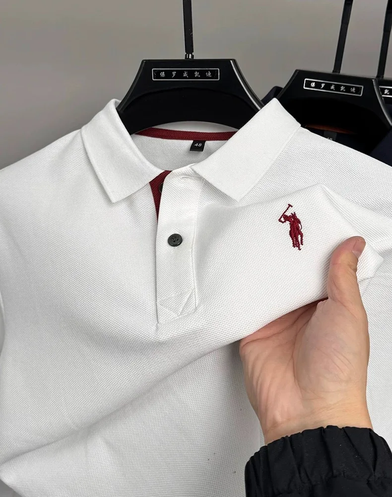 High end brand 100% cotton long sleeve polo shirt men's autumn fashion designer new Paul Pony embroidery casual golf T-shirt
