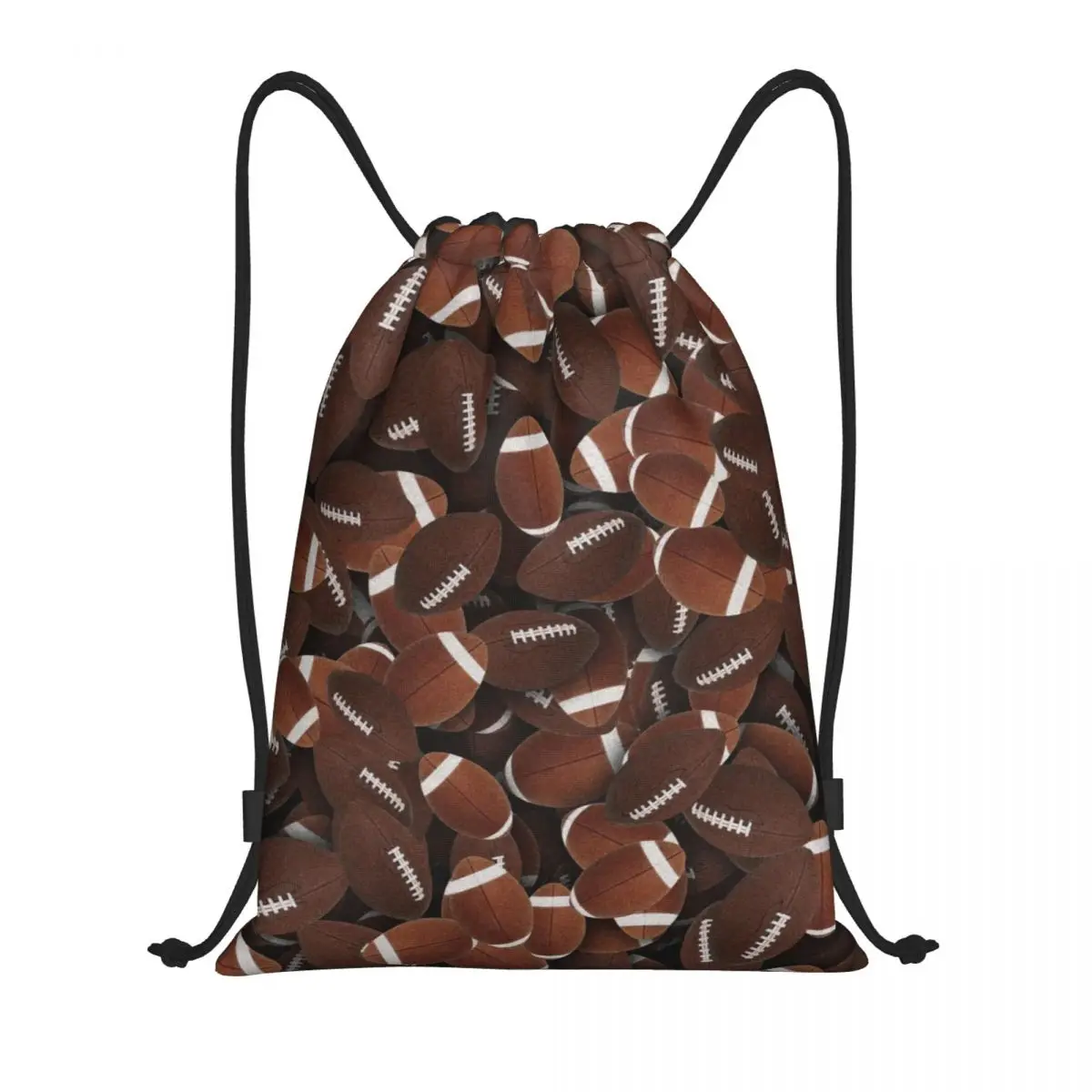 Sac à Dos Personnalisé avec Motif de Ballon de Football Américain et Rugby, Sacoche de Proximité avec Cordon pour Shopping, Yoga, dehors et Gym pour Homme et Femme