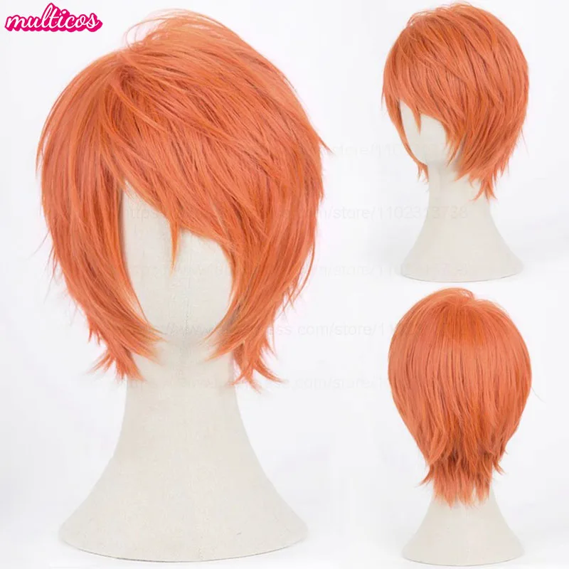 Farben Kurze Gerade Cosplay Perücke Layered Shaggy Flauschig Rot Rosa Braun Grün Blau Hitzebeständige Kunsthaar Party Anime Perücken – Detail 12