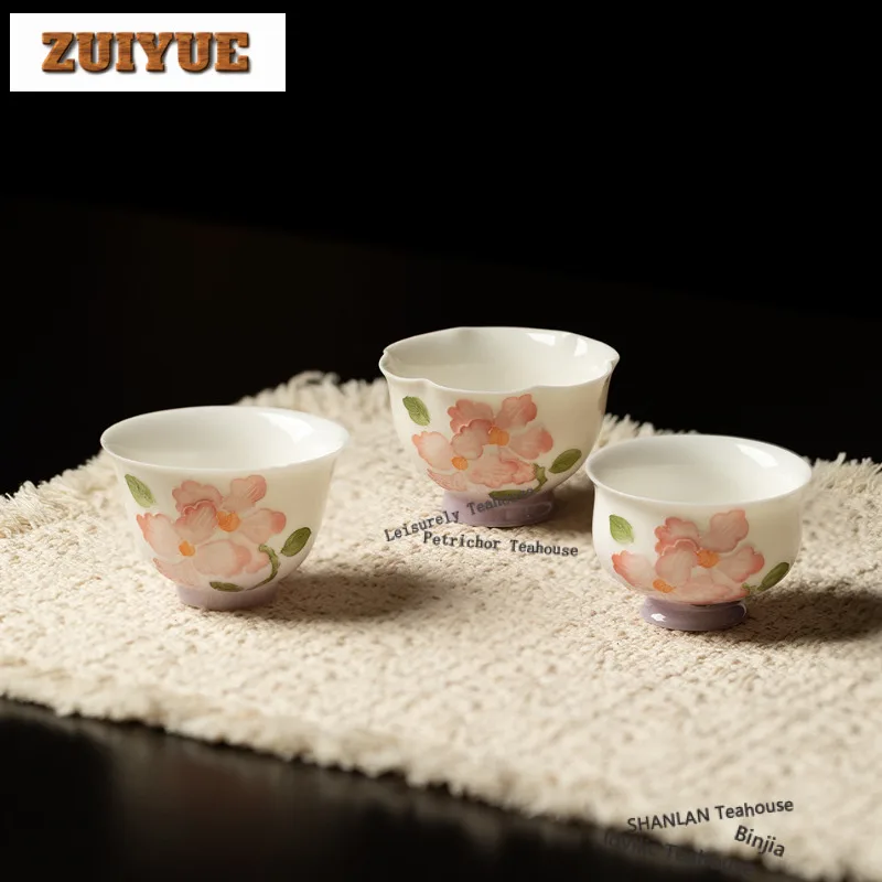 

2pc/lot Arita Ware Hand-painted phalaenopsis Teacup Ancient Tea Bowl Jug Tea-tasting Personal Cup Chazhan Master Cups Craft