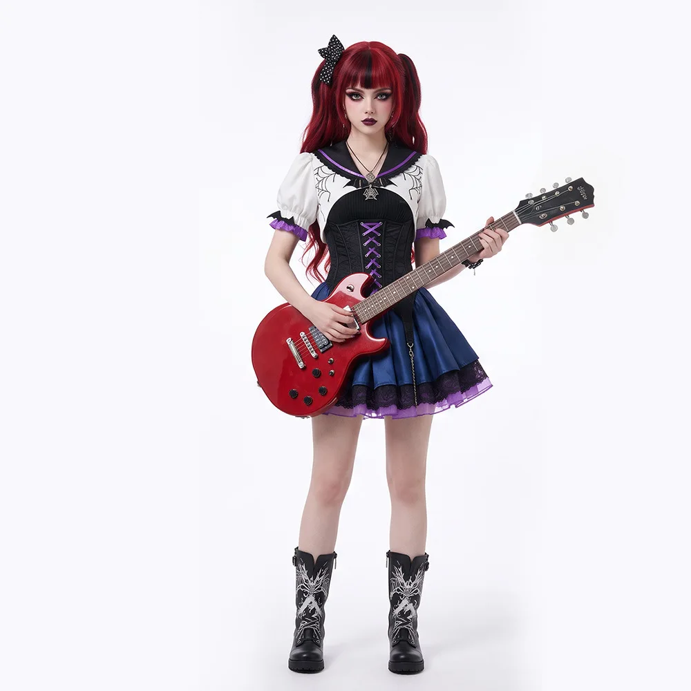 Monster High Operetta Cosplay Costume Dark Gothic Lolita Sailor Dress Sexy Women Halloween Roleplay Performance Outfit