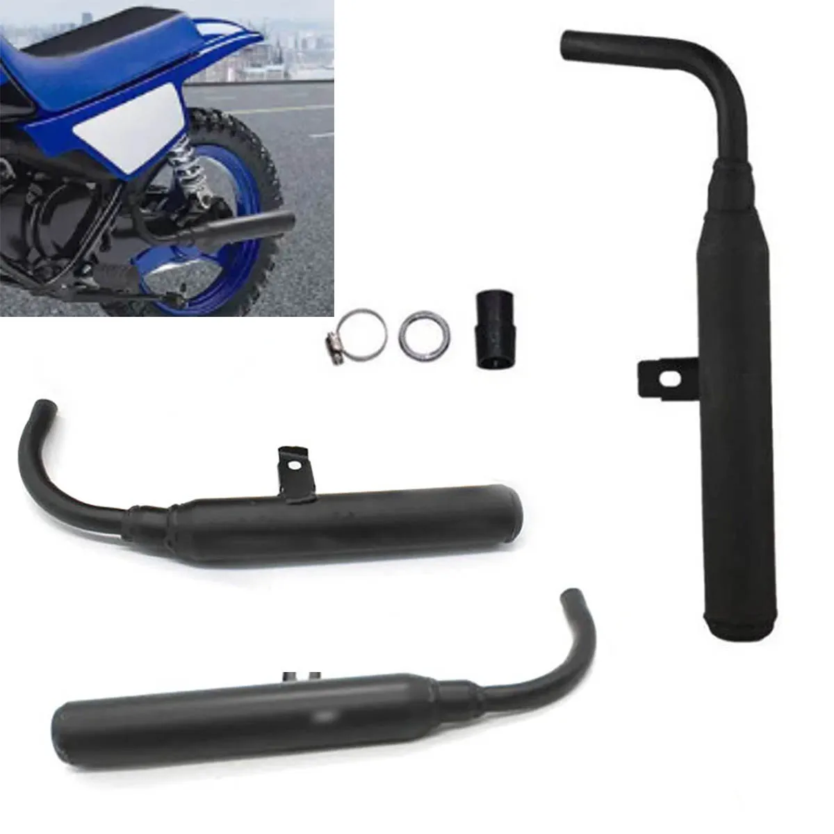 Tubo silenciador de escape para yamaha pw50 pw 50, cor preta, 320mm