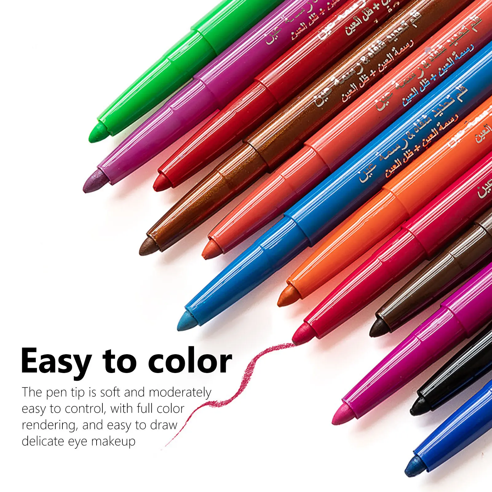 Juego de 12 Delineadores de Ojos, Secado Rápido, a Prueba de Manchas, Kit de Maquillaje de 12 Líneas con Diseño Portátil