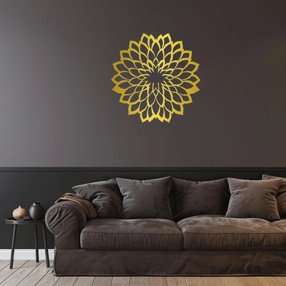 CIFBUY Iron Wall Art Golden Mandala Metal Waterproof Sculpture For Home Living Room Hanging Decor Gift