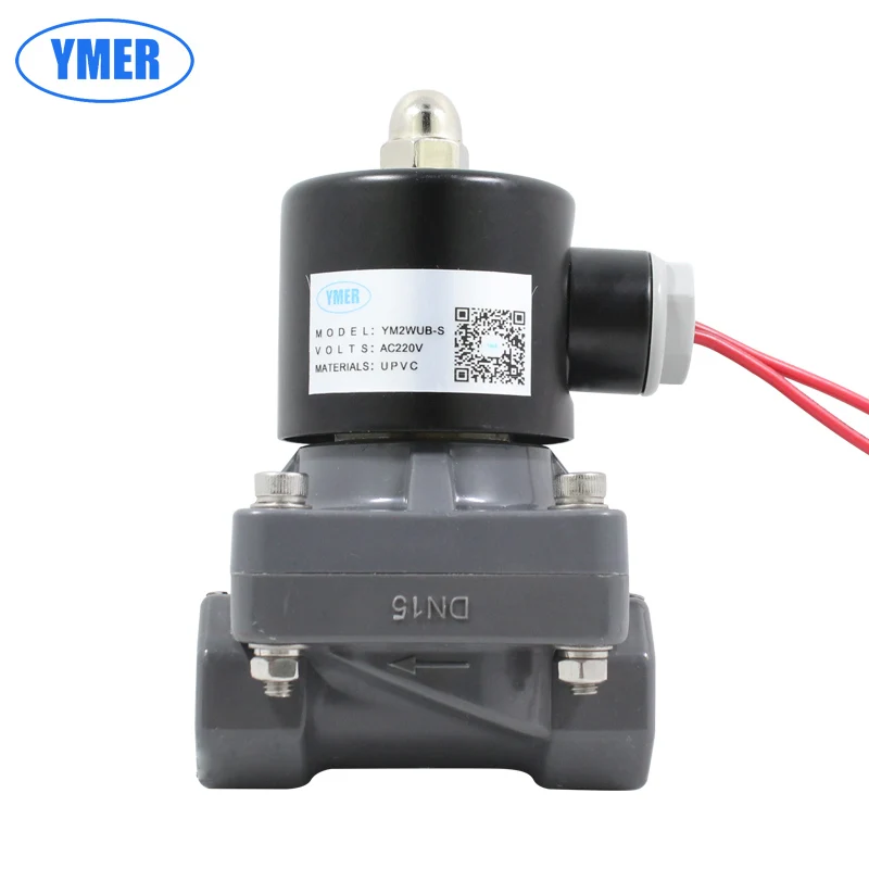 UPVC solenoid valve threaded connection acid and alkali corrosion resistant sewage seawater 1/2