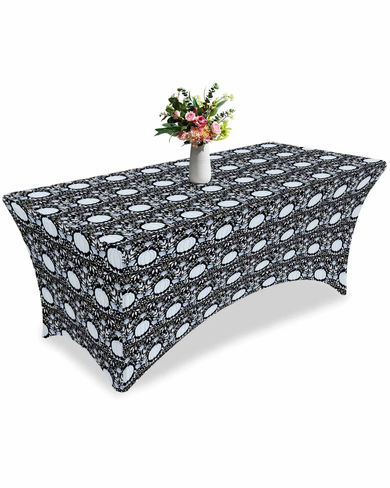 

Pumpkin Flower Dots High Stretch Tablecloth Wedding Party Decor Elastic Print Table Cover Outdoor Table Cloth