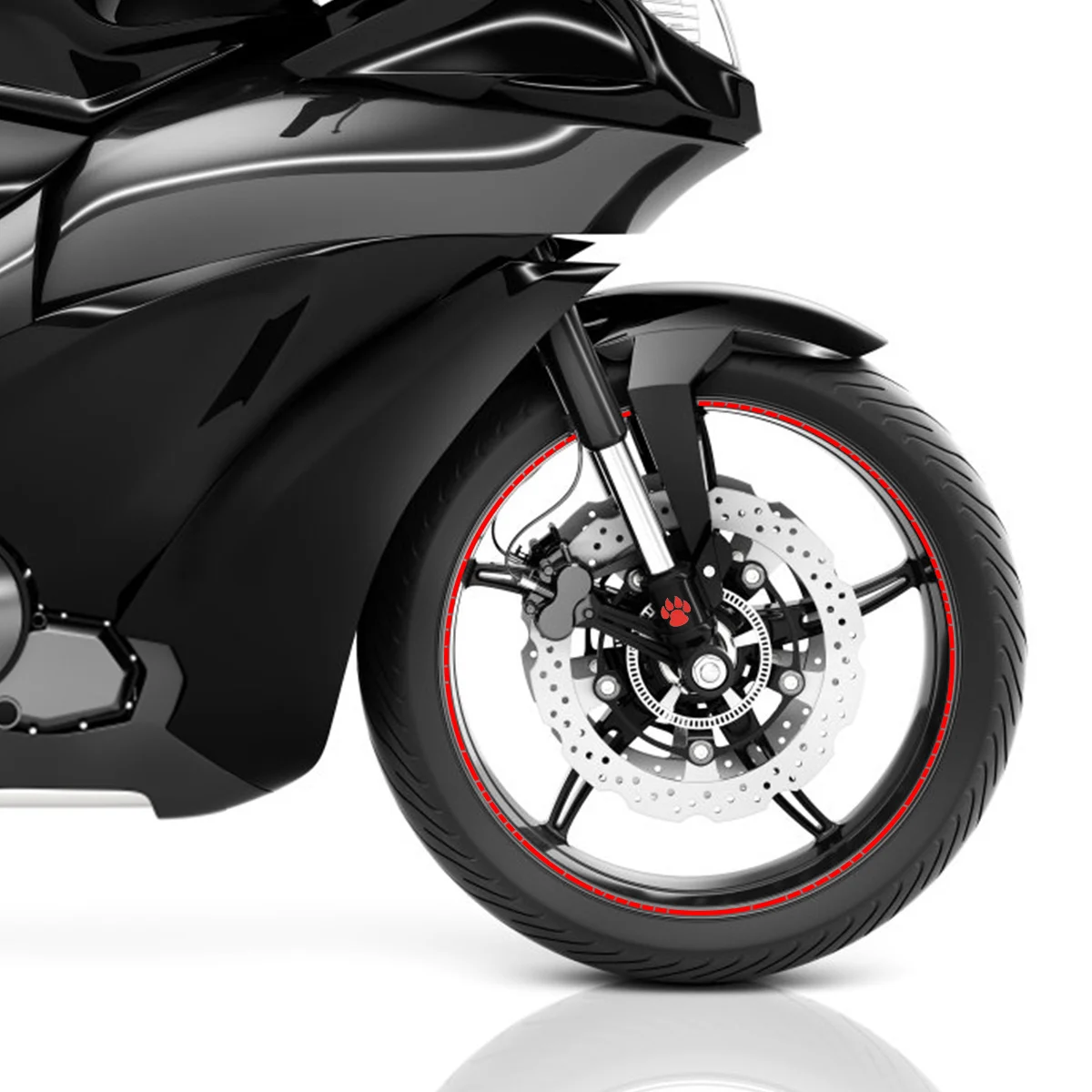 

2pcs Wheel Hub Sticker Red Motorcycle Car Rim Decal Reflective Tire Decoration Durable Waterproof Bright Colorful For Auto