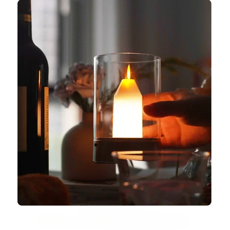 Rechargeable Night Light Simulated Candle Lamp Induction Adjustable Brightness Portable Atmosphere Light
