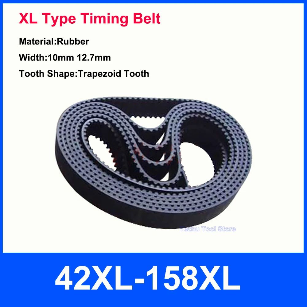 1PCS XL Type Timing Belt 42XL-158XL Black Rubber Closed Loop Synchronous Belt Width 10mm 12.7mm Transmission Parts