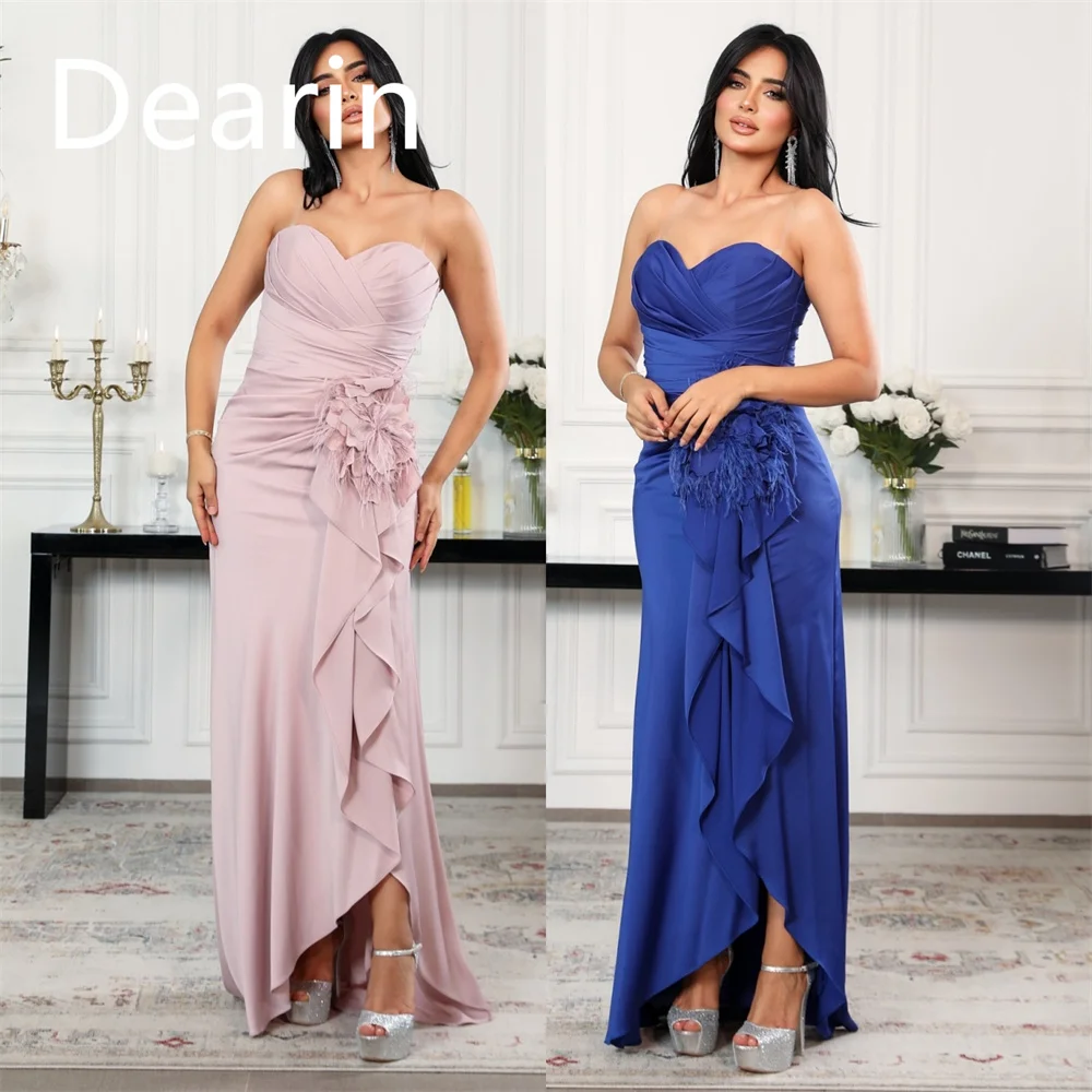 

Customized Women Evening Dress Formal Dearin Strapless Column Ankle Length Skirts Vertically Bespoke Occasion Dresses Prom Gown