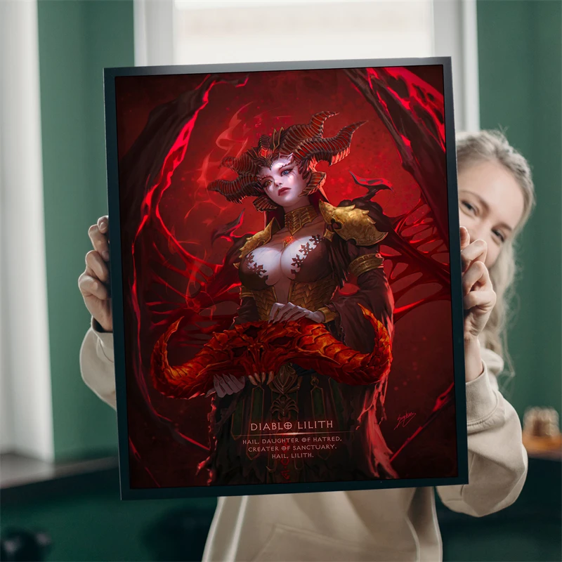 البوب آر بي جي لعبة ديابلو 4 المشارك الجمالية ليليث ديابلو IV خريطة حائط لوح رسم ديكور فني غرفة الألعاب الاطفال الديكور #3