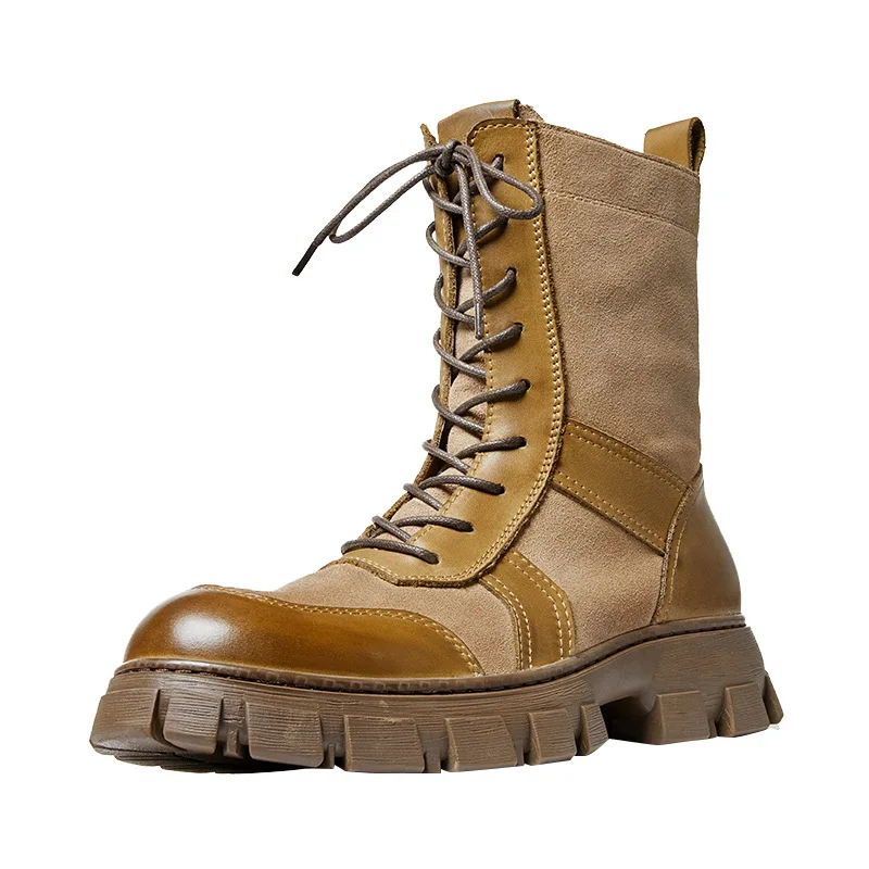 

Old style cowhide men's ankle boots Riding boots Leather Chelsea leather shoes High boots Knight boots
