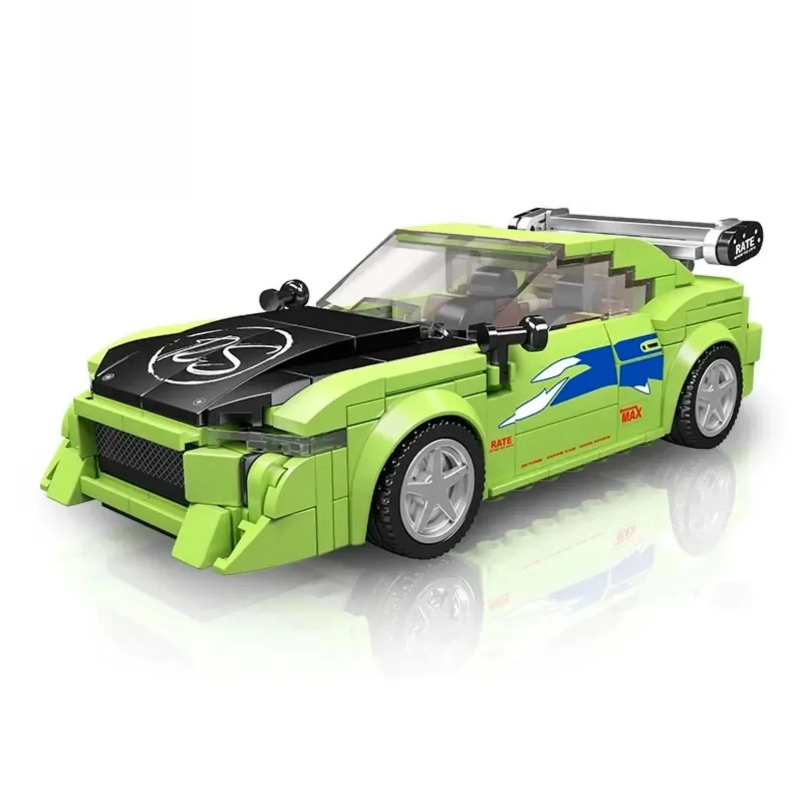 Mould King 27033 338 Stück Rennwagen-Modellbausteine-Set mit Acryl-Vitrine, STEM, pädagogisches Ziegelspielzeug, Geschenk für Kinder