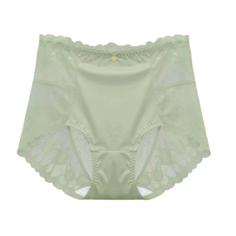 Women Large-sized Transparent with Unique Distinctive Triangular Style Pure Sweet New Mid-to-high Waist Lace-trimmed Underpants
