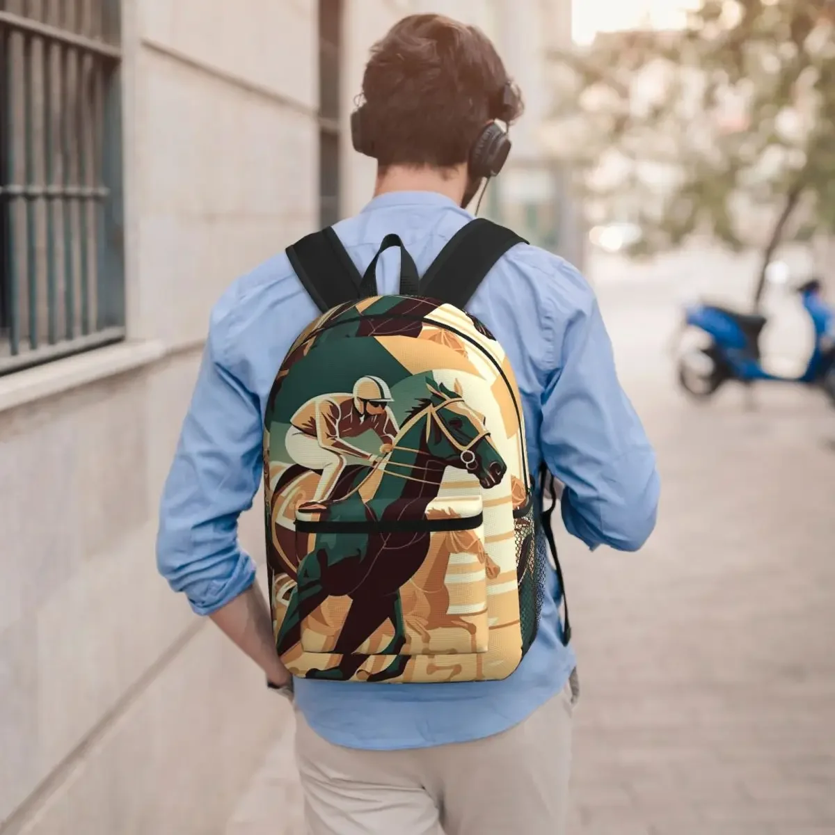Vibrant Equestrian Horse Racing Student Backpack School Bag Hiking Travel Daypack for Boys Girls Bookbag Shoulder Bags