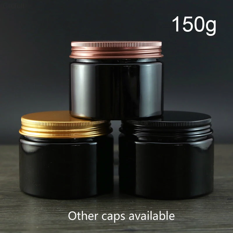 

150g Black Plastic Jar Empty Cosmetic Container Body Cream Lotion Refillable Bottle Spice Candy Sugar Tea Storage Free Shipping