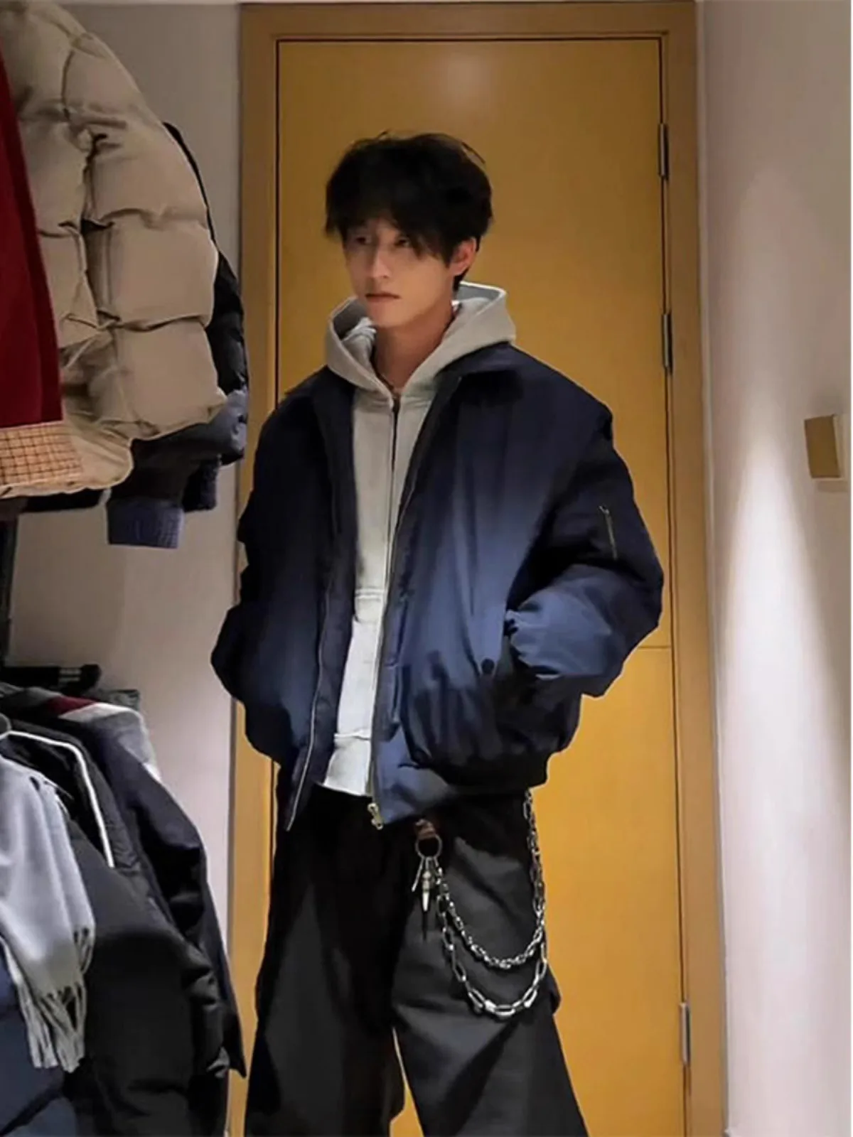 

Мужская рабочая куртка Cleanfit American Style с коротким воротником, в стиле ретро, для молодежи, свободного кроя, немнущаяся