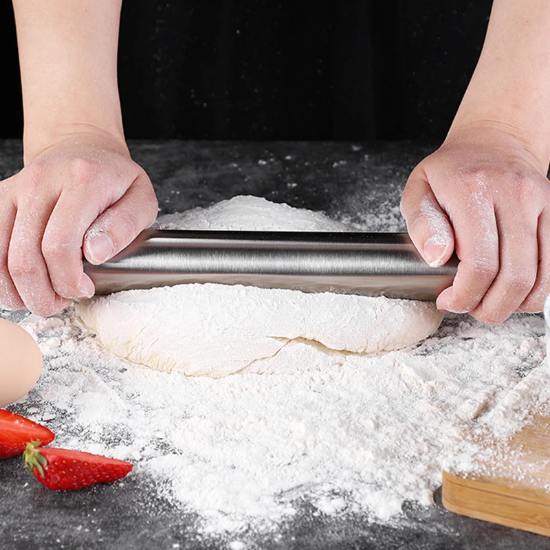304 Stainless Steel Rolling Pin Non-stick Dough Rolling Machine Pasta Biscuit Roller Tools Pastry Bakery Kitchen Accessories