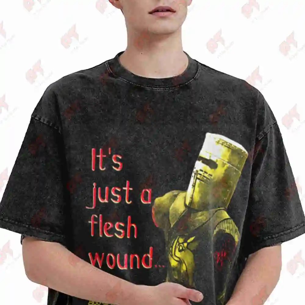 Monty Python Black Knight Holy Grail Vintage Washed Tee Pure Cotton T-Shirt
