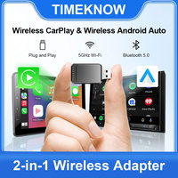 TIMEKNOW NEW Wireless CarPlay AdapterWireless Android Auto Adapter 2 in 1 for Mazda Subaru Citroen Audi Mercedes Kia Ford Opel