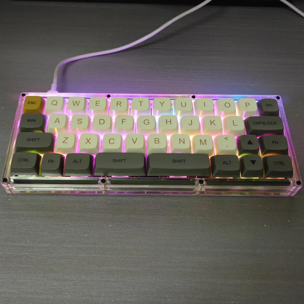 RS40 40% Mechanical Keyboard Transparent Stack Acrylic Case Hot Swappable Mini DIY Kit VIA Programmble RGB Hot Swappable PCB Key