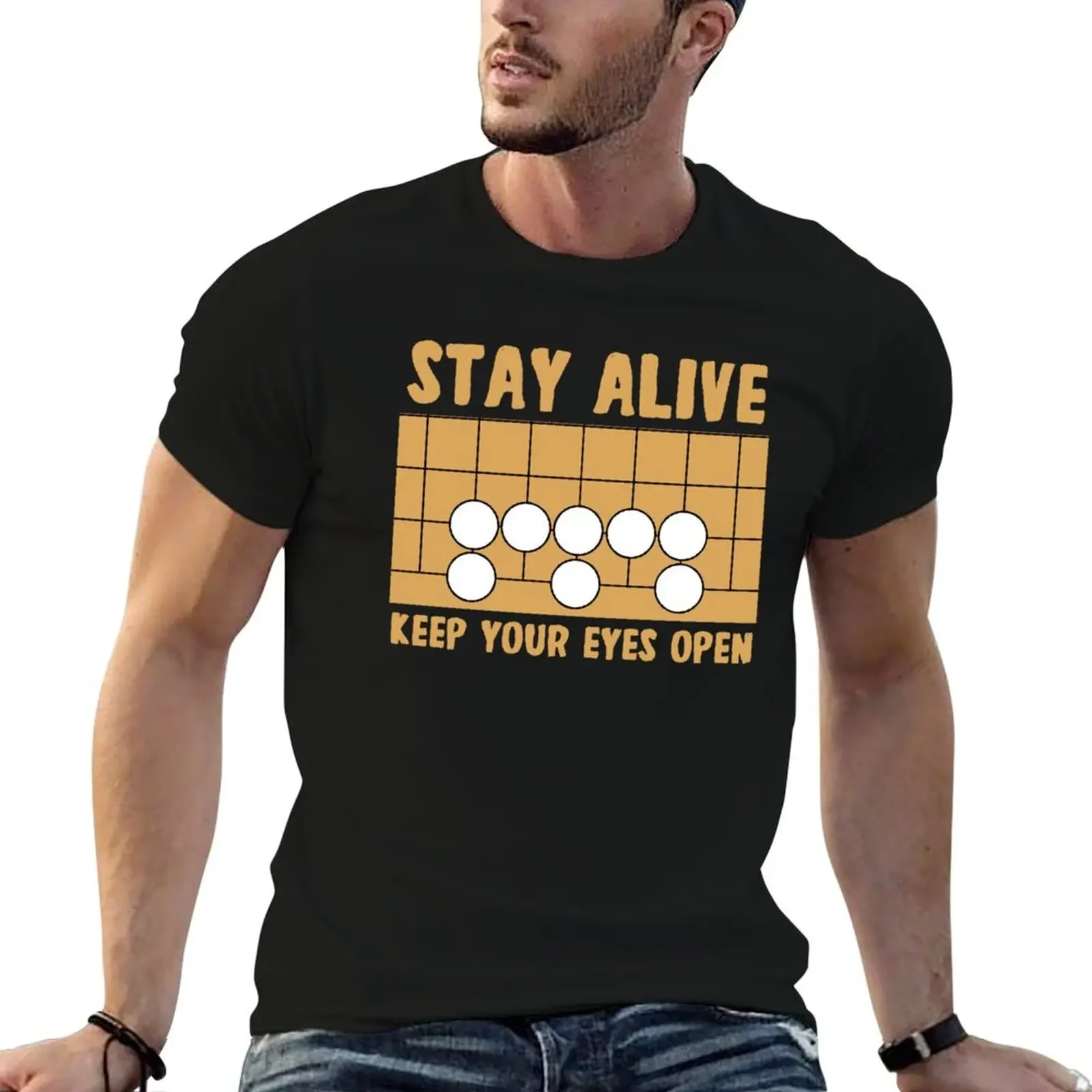 Go board game keep your eyes open T-Shirt oversized kawaii clothes vintage men workout shirt