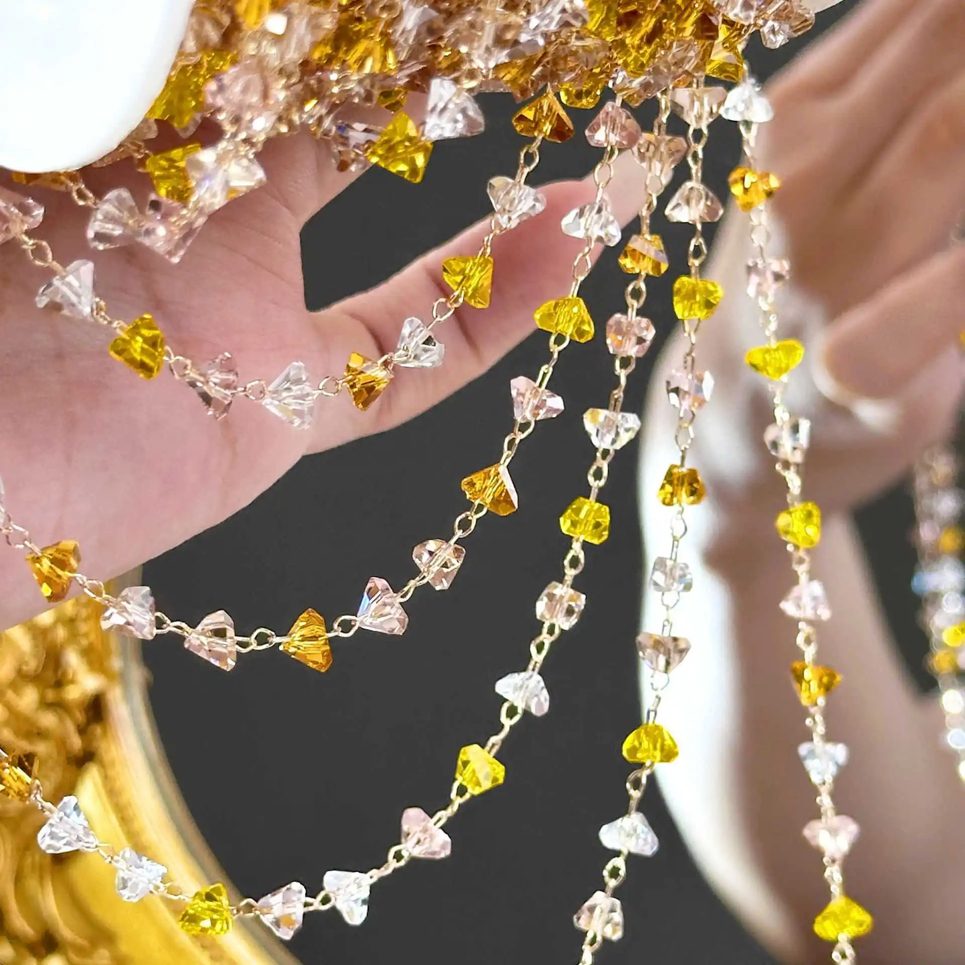 

0.5/1/2M DIY Handmade Chain Transparent Triangle Water Clothing Hair Accessories Tassel Material Bracelet Necklace Accessories