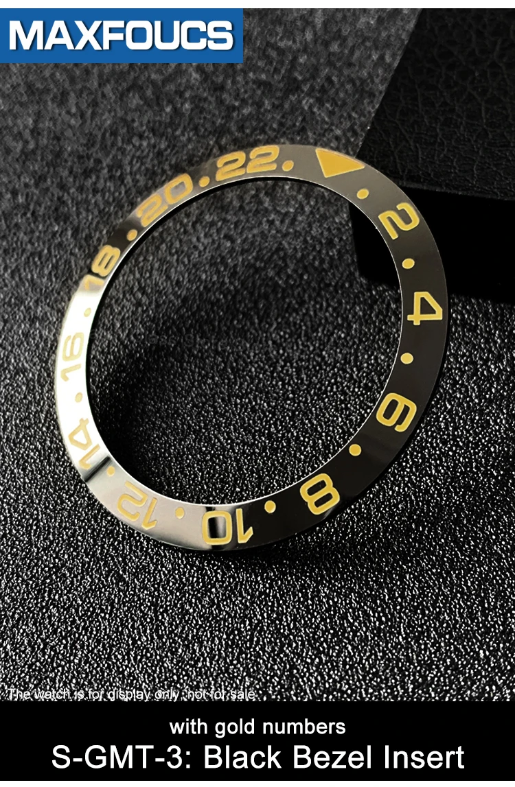 Sloped Ceramic Bezel insert GMT style  38*30.6mm For GMT-Master MOD watch parts (No Luminous)