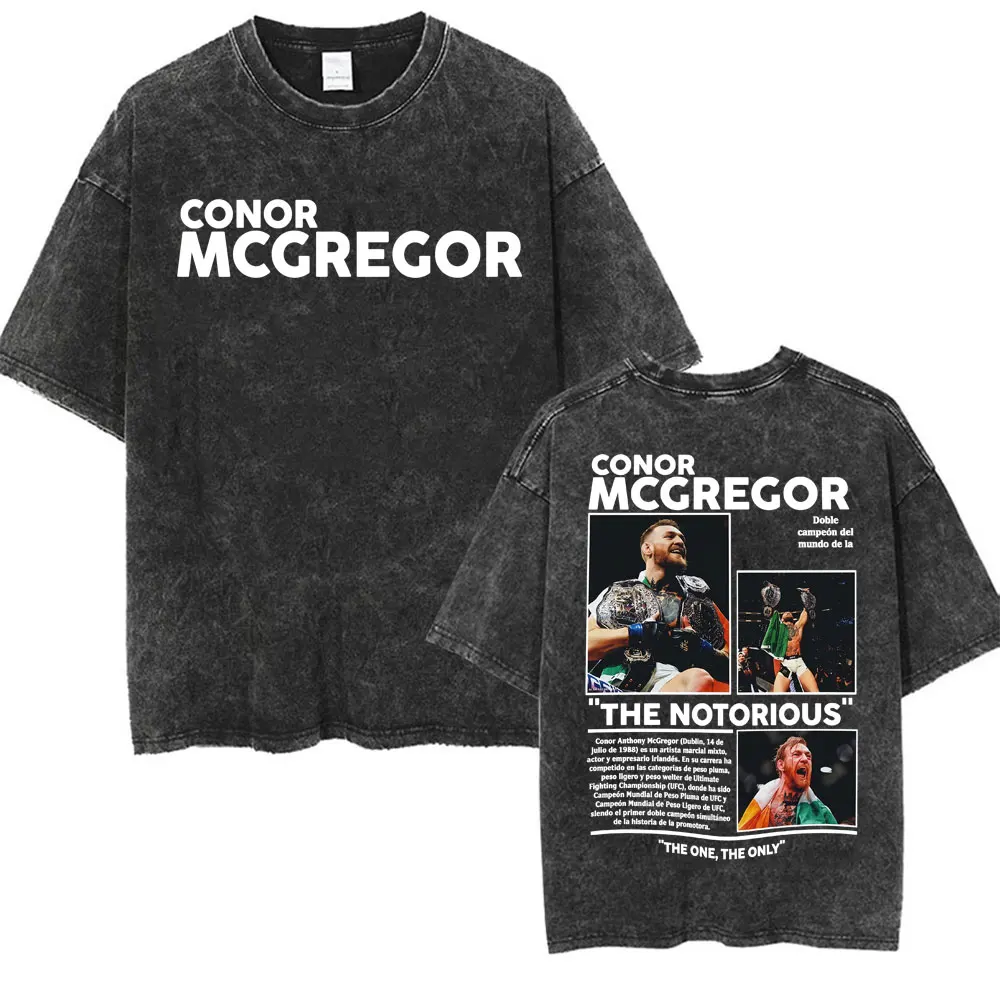Conor Mcgregor The Notorious Washed Vintage T Shirts Men Women Fashion Violence Aesthetic T-shirts Summer Tops Oversized T Shirt