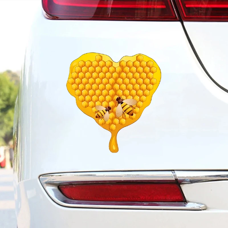 

Heart Shaped Honey Bee Car Sticker For Laptop Bottle Truck Phone Motorcycle Van SUV Vehicle