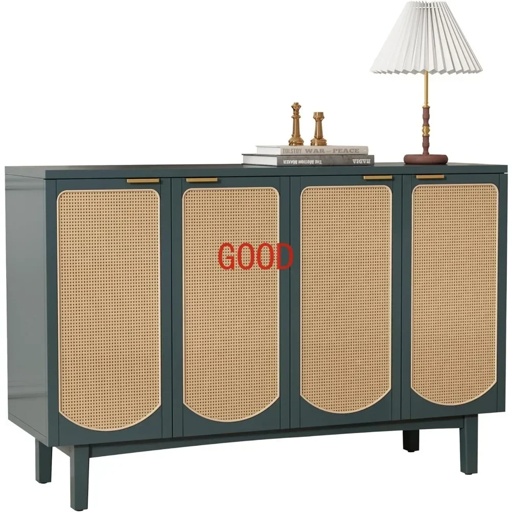 

Отдельно стоящий буфет с 4 дверцами из ротанга, полками для хранения и тумбой под телевизор